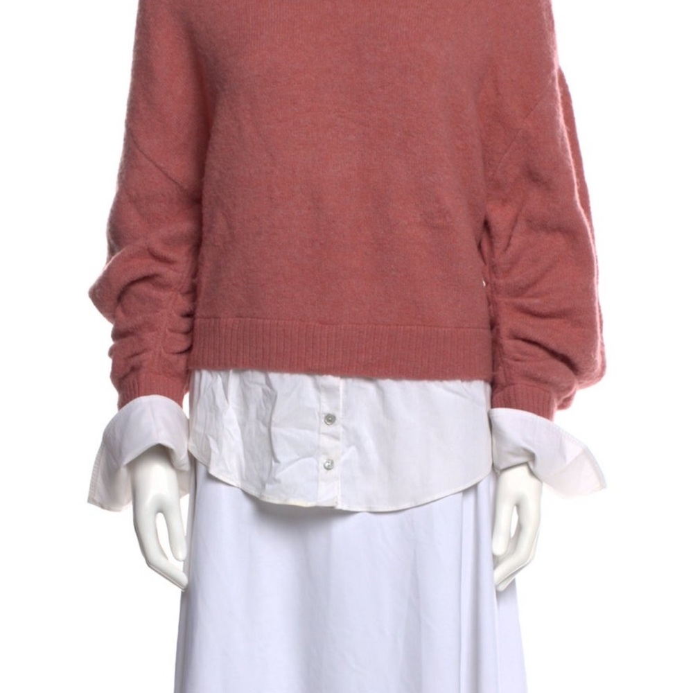 Super Cute Loungy Cinq a Sept Pink Crew Neck Sweater with Cool Long Sleeve cuffs